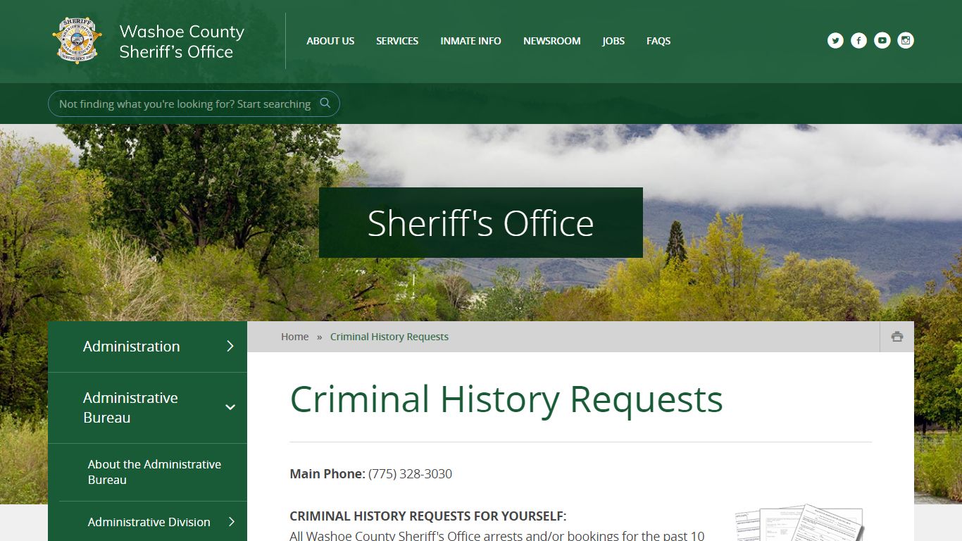 Criminal History Requests - Washoe County Sheriff's Office