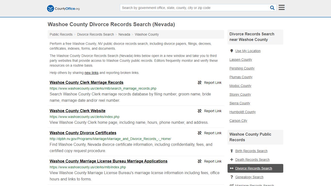 Divorce Records Search - Washoe County, NV (Divorce ...